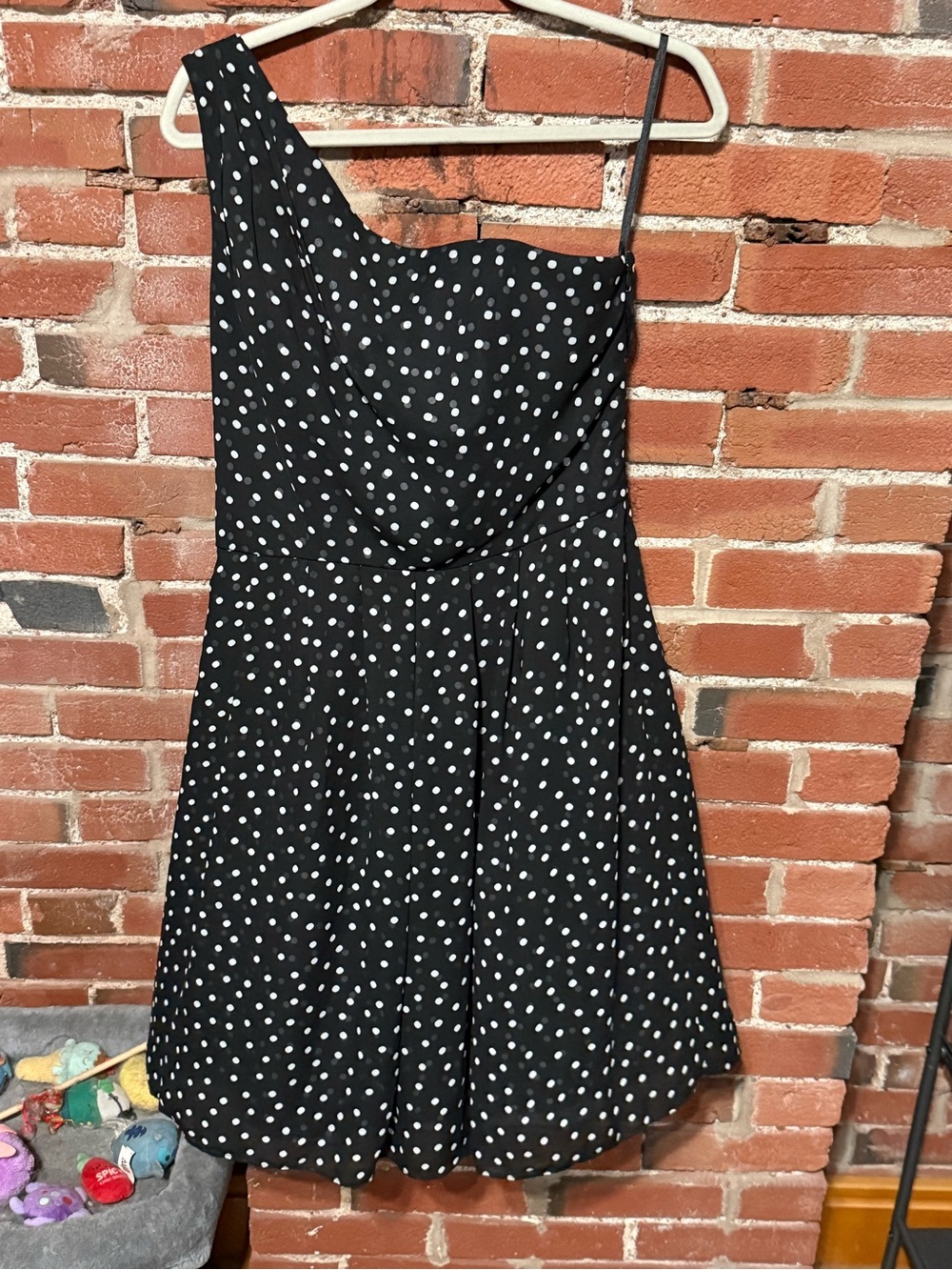 White House Black Market Black One-Shoulder Polka Dot Dress